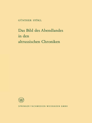 cover image of Das Bild des Abendlandes in den altrussischen Chroniken